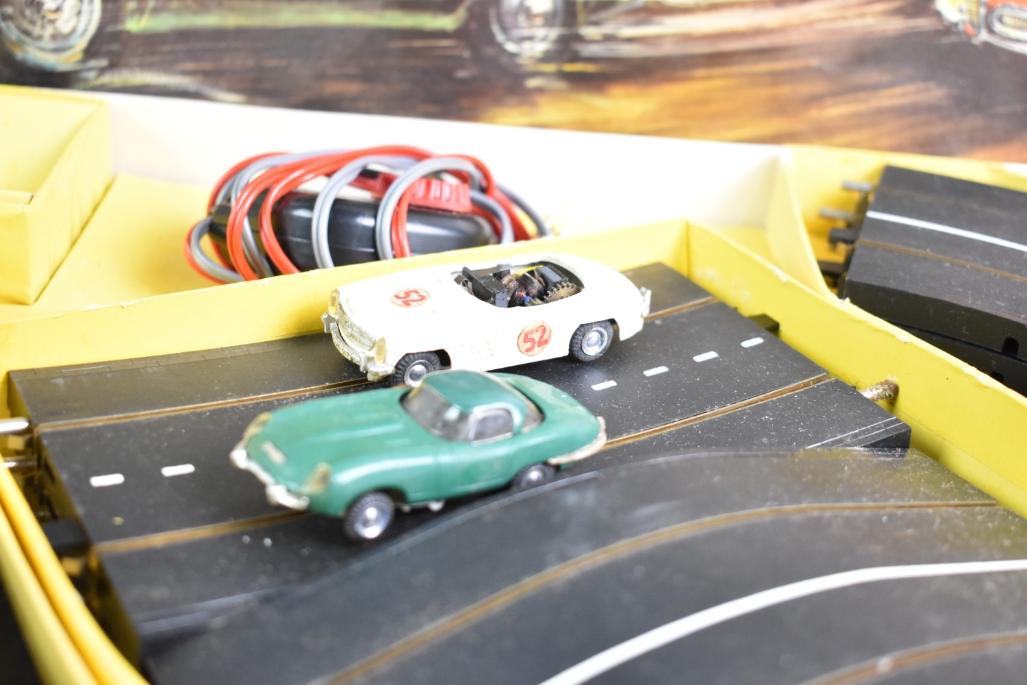 A Vintage Boxed Triang Minic Motorways Racing Set with Two Cars, Untested