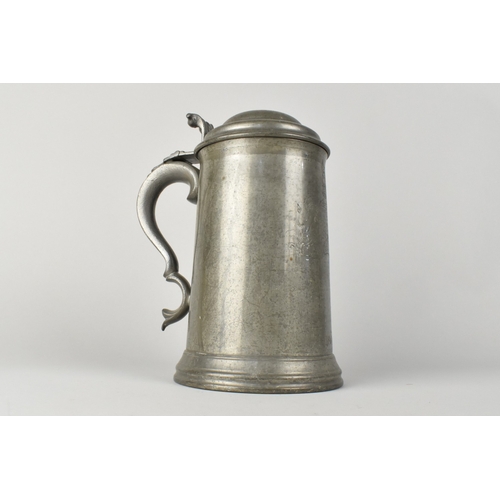 69 - A Mid 19th Century Lidded Glass Bottomed Tankard Engraved with Armorial Crest, Crown and Lion, Also ... 