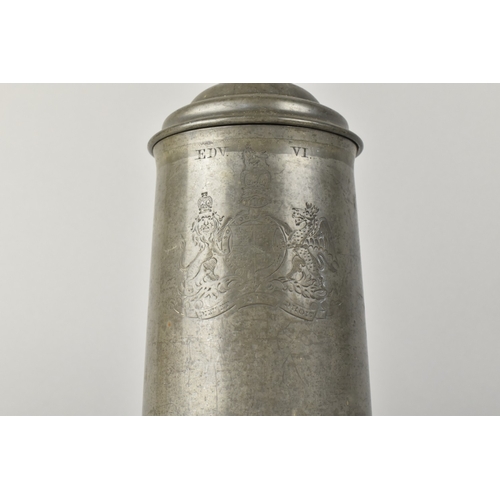 69 - A Mid 19th Century Lidded Glass Bottomed Tankard Engraved with Armorial Crest, Crown and Lion, Also ... 