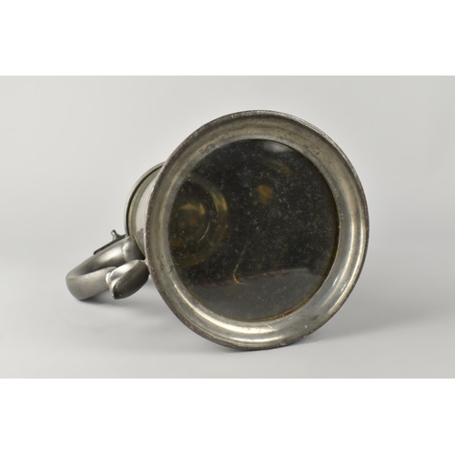 69 - A Mid 19th Century Lidded Glass Bottomed Tankard Engraved with Armorial Crest, Crown and Lion, Also ... 