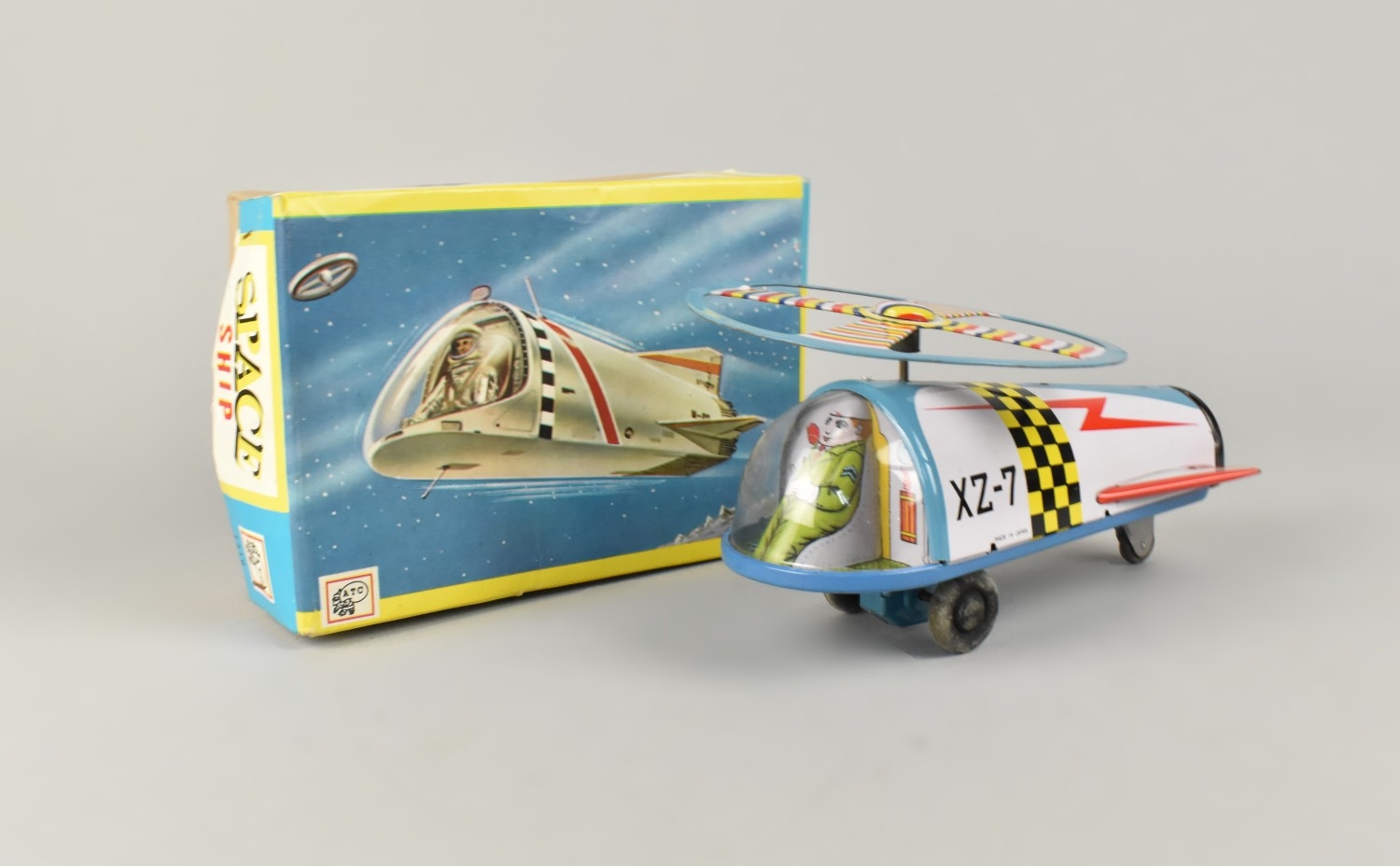 A Vintage Friction Driven Space Ship Toy by ATC, with Original Box