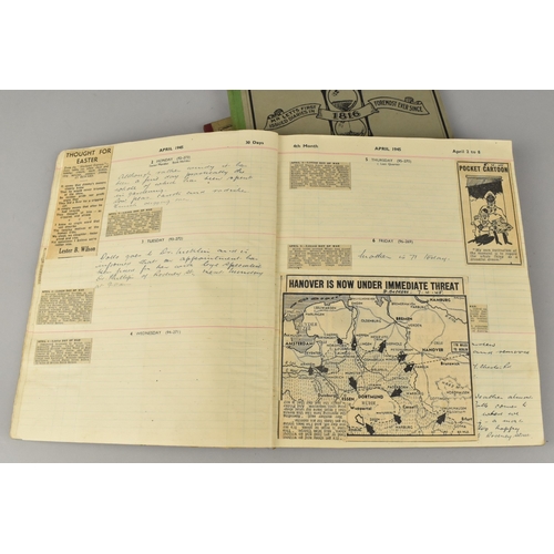 52 - A Collection of 1940s WWII Diaries with Entries and Newspaper Cuttings by R Gilbert Jones, Wirral