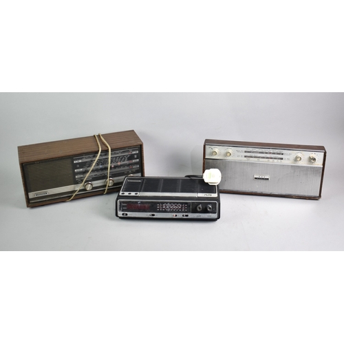 Three Vintage Radios, GEC Gemini, Clock Radio and Grundig Three Band