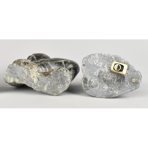 49 - Two Carved Stone Inuit Figures, One Fishing Though Ice, The Other with Seal, 12.5cms High