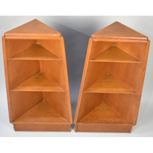 82 - A Pair of Mid Century G-Plan E Gomme Teak 'Librenza' Pyramid Book Cases, 46x85cms High