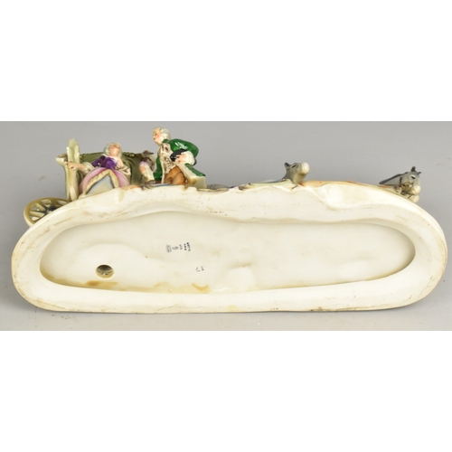 165 - A Mid Century German Figure Group, Lady Stepping From Carriage, 31cms Wide