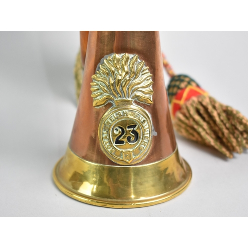 109 - A Copper and Brass Military Bugle with Badge for The Royal Welsh Fusiliers