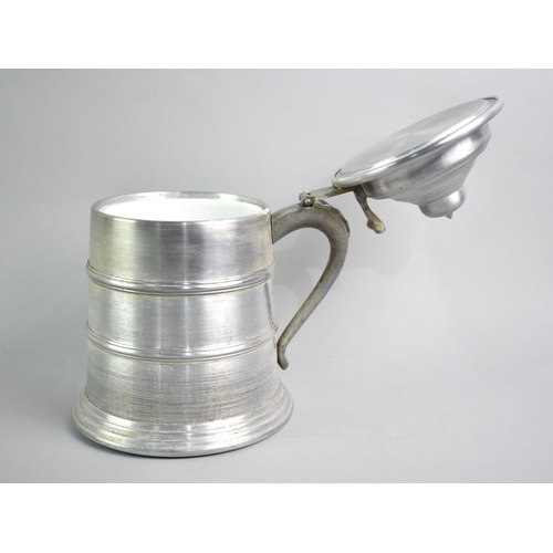 129 - A Novelty Aluminium Ice Bucket in the Form of a Lager Stein with Hinged Lid,24cms High