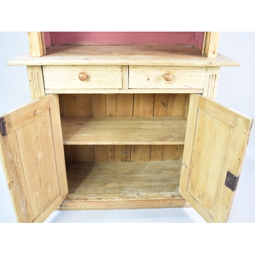 133 - A Victorian Stripped Pine Kitchen Unit, Base with Two Short Drawers over Cupboard, Central Open Stor... 