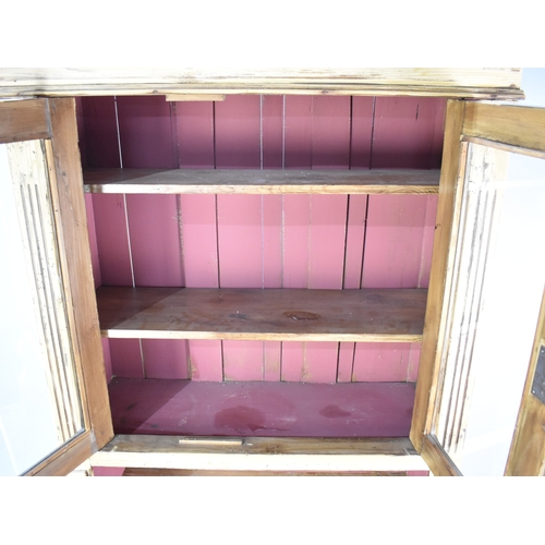 133 - A Victorian Stripped Pine Kitchen Unit, Base with Two Short Drawers over Cupboard, Central Open Stor... 