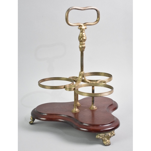 137 - A Late 20th Century Silver Plate and Mahogany Three Bottle Tantalus Stand on Three Scrolled Feet, 30... 
