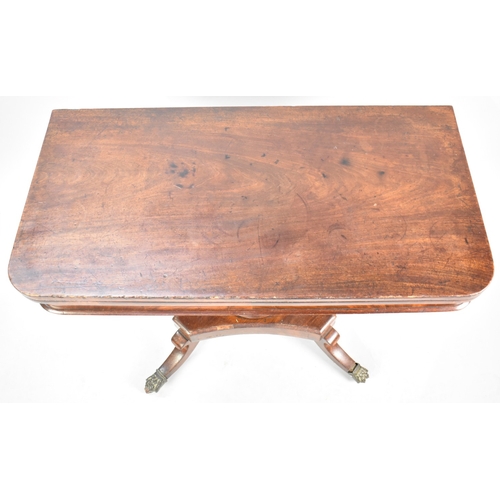 149 - A Mid 19th Century Mahogany Lift and Twist Tea Table on Quadrant Base with Four Brass Claw Castors, ... 