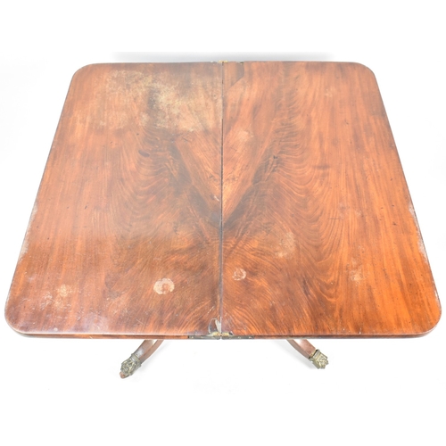 149 - A Mid 19th Century Mahogany Lift and Twist Tea Table on Quadrant Base with Four Brass Claw Castors, ... 