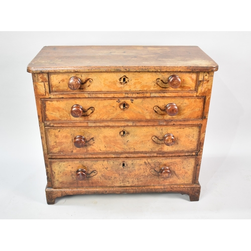 16 - A 19th Century Four Drawer Chest of Small Proportions, Original Brass Handles and Escutcheons Remove... 