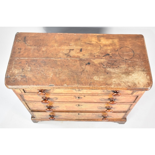 16 - A 19th Century Four Drawer Chest of Small Proportions, Original Brass Handles and Escutcheons Remove... 