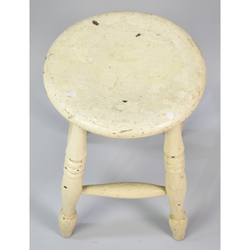 176 - A Cream Painted Circular Seated Vintage Stool, 30cms Diameter and 50cms High