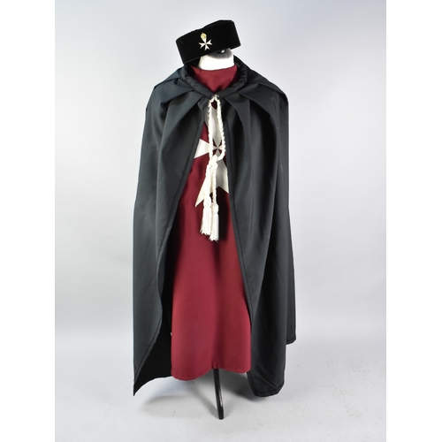 186 - A Set of Masonic Knights Templar Robes and Hats with Maltese Cross Jewel