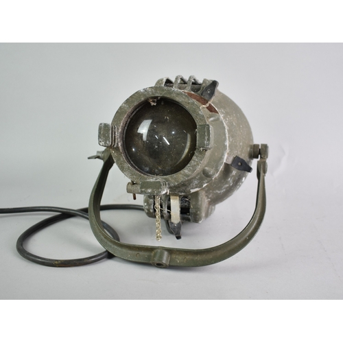 215 - A Vintage Green Painted Theatre Spotlight, Untested