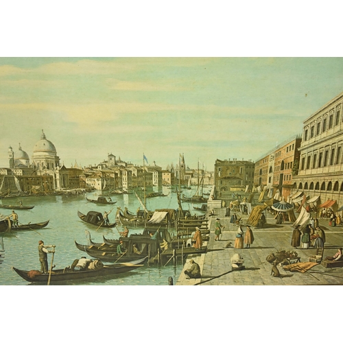 218 - A Large Gilt Framed Print of Venice, with Picture Light, 100x54cms
