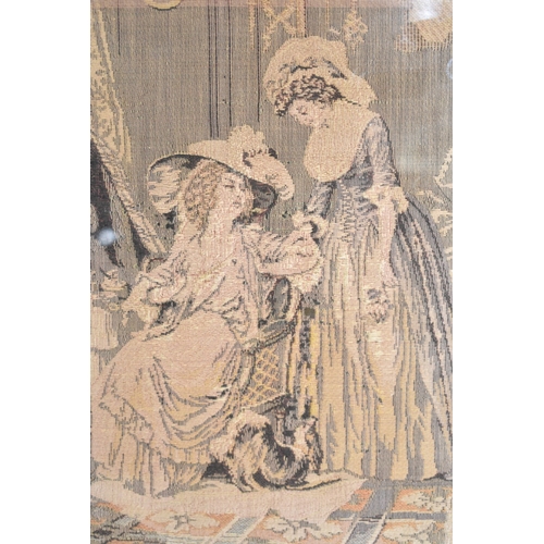 222 - Two Oak Framed Italian Tapestries depicting Interior Scenes, 36x24cms