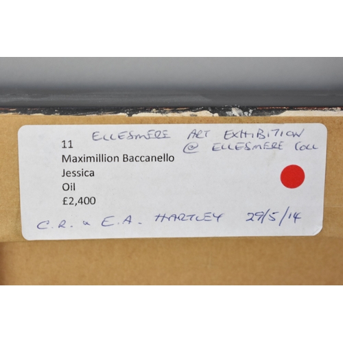 225 - WITHDRAWN: A Large Framed Oil on Canvas by Maximillion Baccanello 'Jessica', 80x39cms