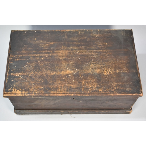 242 - A Late 19th/Early 20th Century Stained Pine Chest with Hinged Lid, 68cms Wide