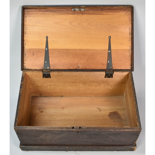 242 - A Late 19th/Early 20th Century Stained Pine Chest with Hinged Lid, 68cms Wide