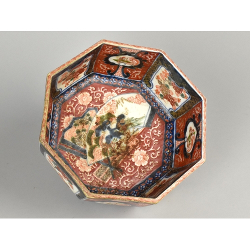 254 - A Japanese Edo Period Porcelain Octagonal Imari Bowl, 19cm wide (AF)