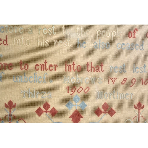 279 - A Framed Religious Sampler, The Work of Thirza Mortimer, 1900, 47x50cms