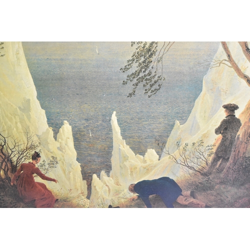 291 - A Framed Print after Caspar David Friedrich depicting Mountaineering Scene, 44x55cms, Details Verso