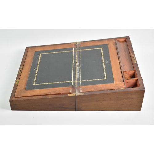 33 - A Late Victorian/Edwardian Brass Banded Mahogany Writing Slope, 35.5cms Wide