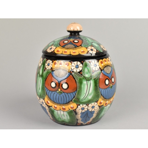 382 - A Swiss Thorne Pottery Pot and Cover, 14cm high