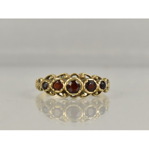 403 - A 19th Century Style 9ct Gold and Garnet Five Stone Ring, Primary Round Cut Stone Approx 3.4mm Diame... 