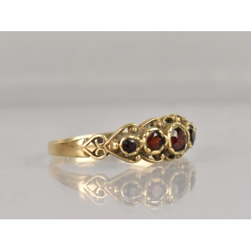 403 - A 19th Century Style 9ct Gold and Garnet Five Stone Ring, Primary Round Cut Stone Approx 3.4mm Diame... 
