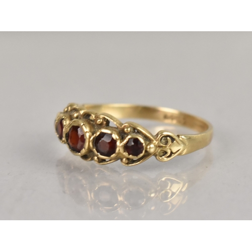 403 - A 19th Century Style 9ct Gold and Garnet Five Stone Ring, Primary Round Cut Stone Approx 3.4mm Diame... 