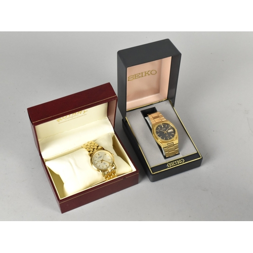 409 - A Gold Plated Gents Stainless Steel Rotary 'Anniversary' Wristwatch, Boxed, Back Loose, together wit... 