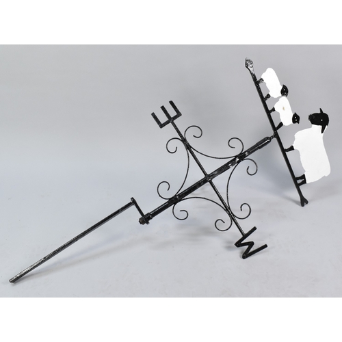 411 - A Wall Mounting Wrought Iron Wind Vane with Suffolk Ewe and Lamb Motif, 110cms High