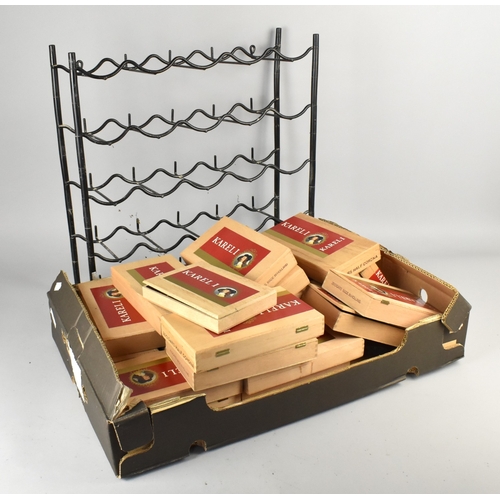 419 - A Modern Metal Wine Rack and a Collection of Empty Cigar Boxes
