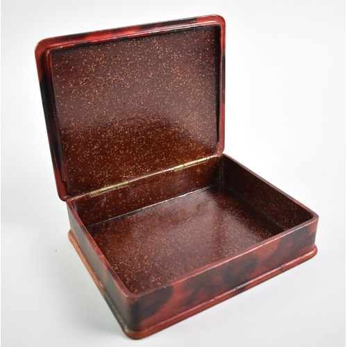57 - A Vintage Hand Painted Lacquered Rectangular Box, Hinged Lid Decorated with Chrysanthemums, 18x15cms