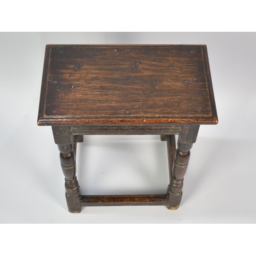 71 - A 19th Century Oak Rectangular Stool, 42cms Long by 24cms Wide and 50cms High