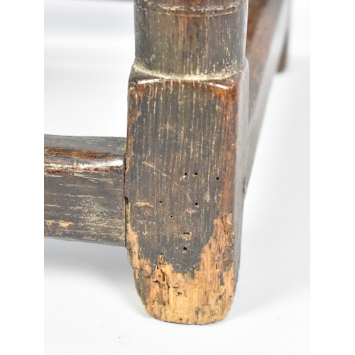 71 - A 19th Century Oak Rectangular Stool, 42cms Long by 24cms Wide and 50cms High