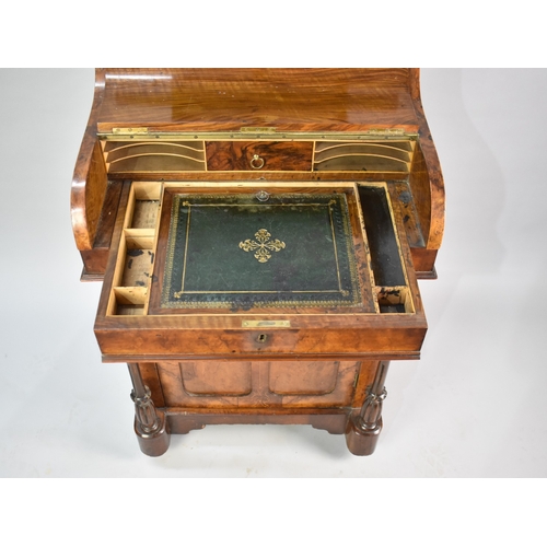 74 - A Victorian Inlaid Walnut Piano Davenport with Pull Out Writing Surface and Fitted Interior, Panelle... 