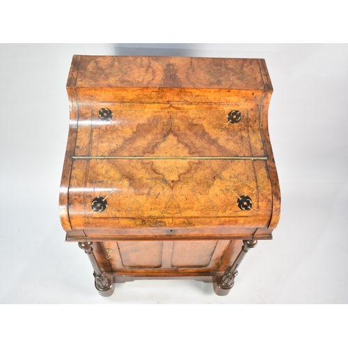 74 - A Victorian Inlaid Walnut Piano Davenport with Pull Out Writing Surface and Fitted Interior, Panelle... 