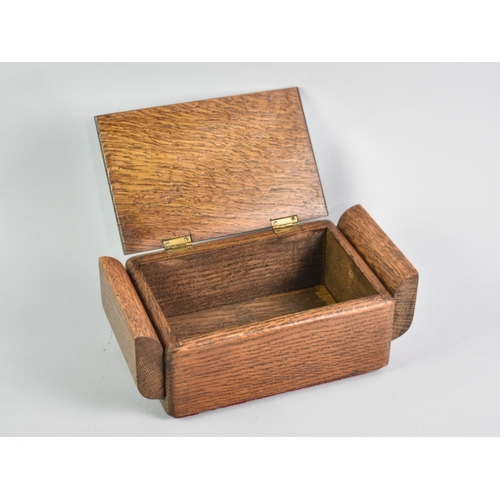 92 - An Art Deco Oak Two Handled Box with Hinged Lid, 25cms Wide