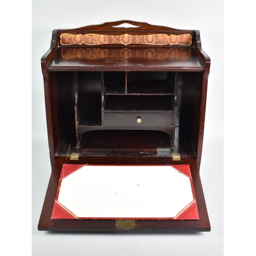 97 - An Edwardian Galleried Mahogany Fall Front Writing Cabinet with Fitted Interior and Blotter Writing ... 