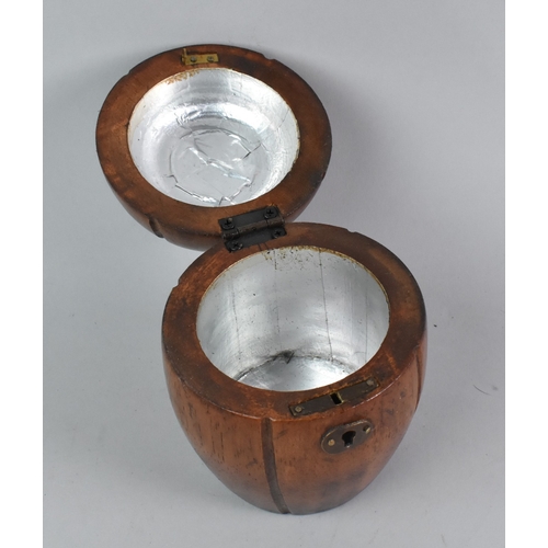 33 - A Reproduction Georgian Style Tea Caddy in the Form of a Melon, Hinged Lid, with Key, 15cm High