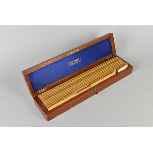 An Early 20th Century Mahogany Box Containing 19 Scale Rules, Box Lid Inscribed for Stanley, London, 34cms Wide