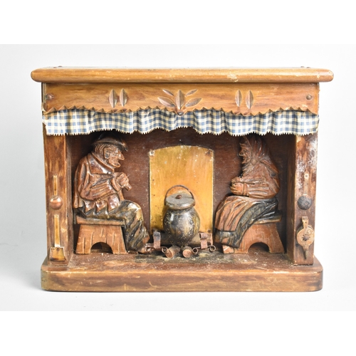 61 - A Continental, Probably Black Forest Carved Diorama Depicting Figures in Kitchen, 29cms Wide and 23c... 