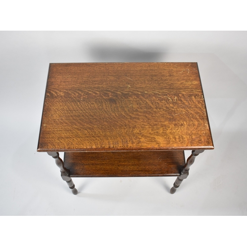 35 - An Edwardian Oak Rectangular Two Tier Stand/Occasional Table, 55cms Wide and 66cms High