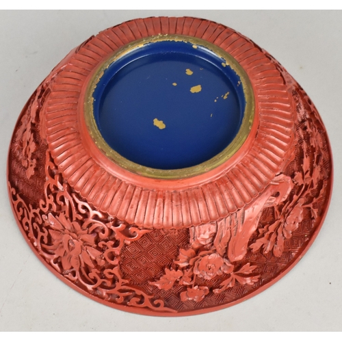 42 - A Chinese Cinnabar Lacquered Bowl, 16.5cms Diameter